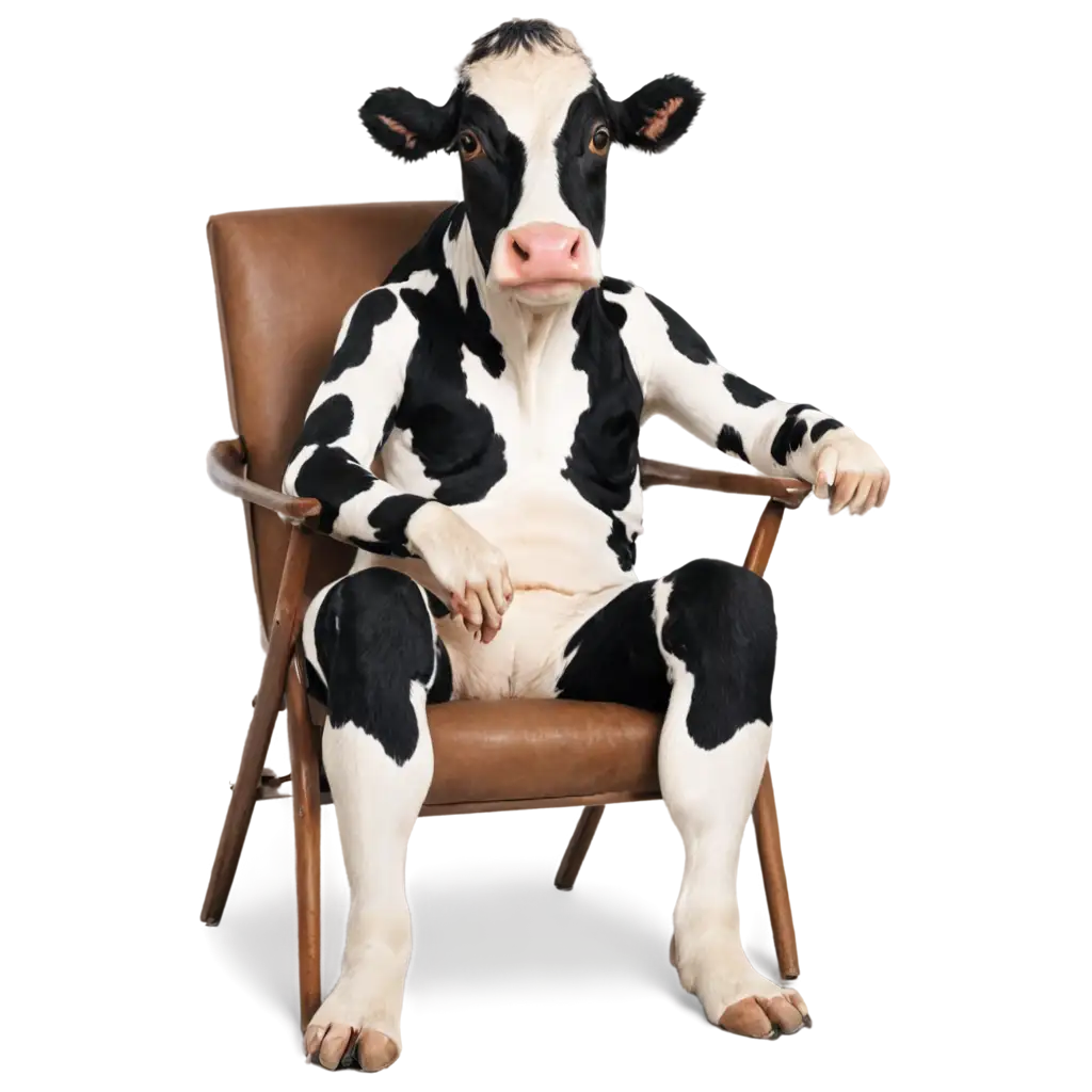 Unique-PNG-Image-of-a-Cow-Sitting-in-a-Chair-Creative-Concept-Design