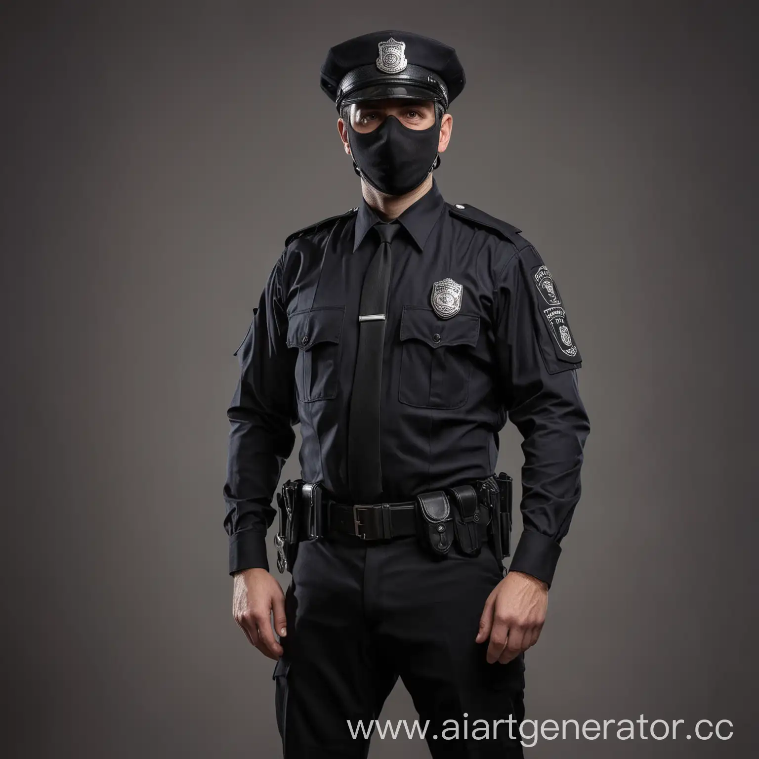 Police-Agent-in-FullSize-Black-Uniform-with-Mask