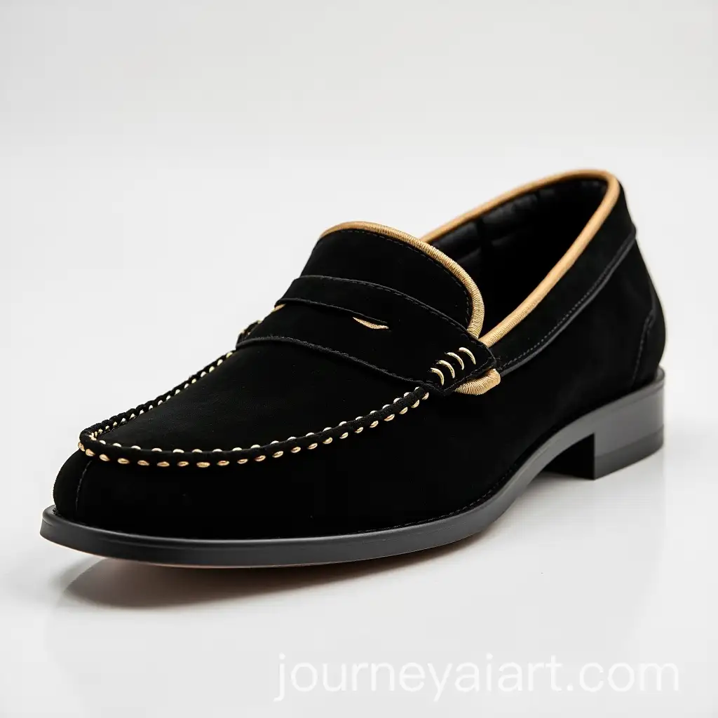 Black-Suede-Loafer-Slipper-with-Gold-Silk-Cushion-and-Rubber-Sole