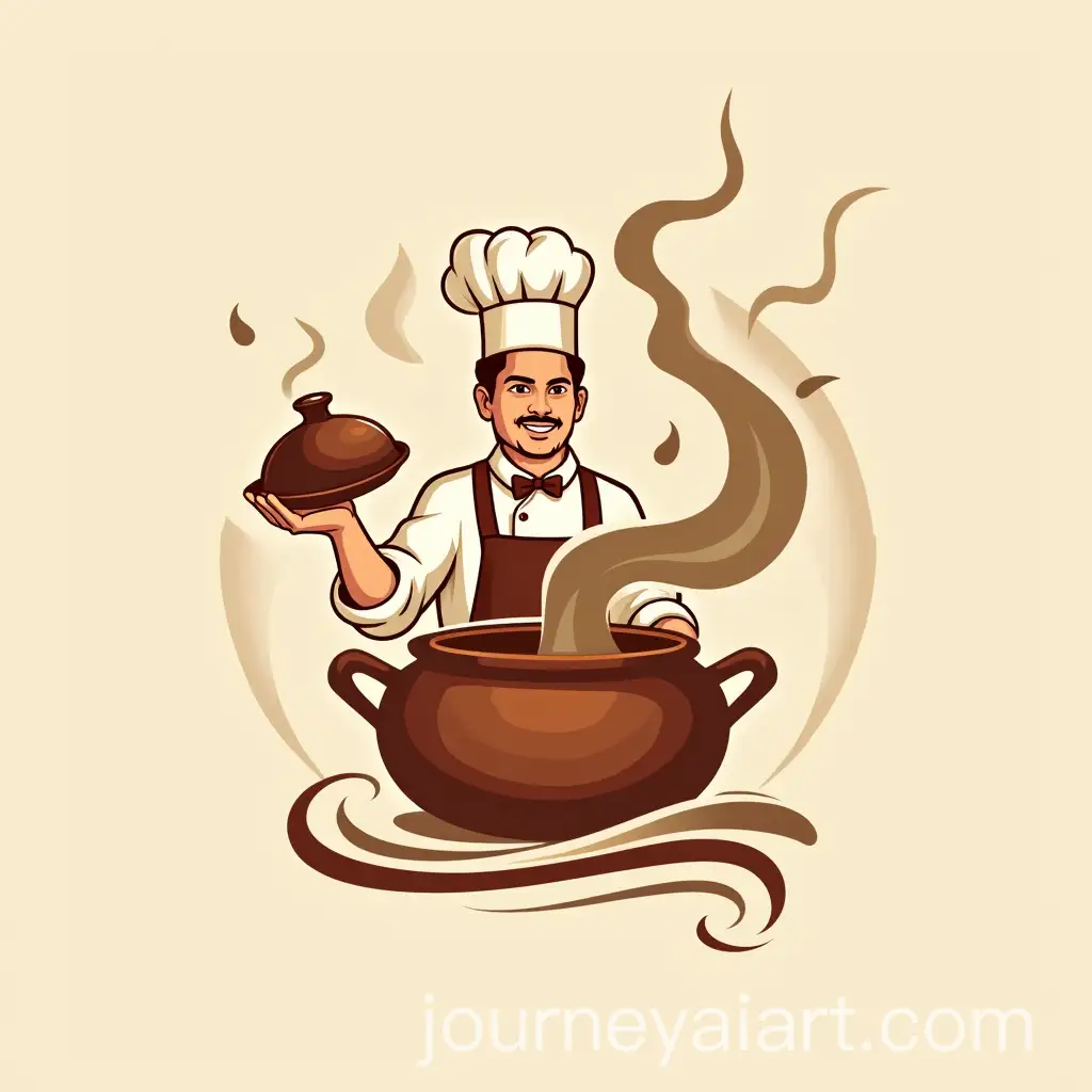 Chef-Holding-Traditional-Clay-Pot-with-Steam-Artistic-Logo-Concept