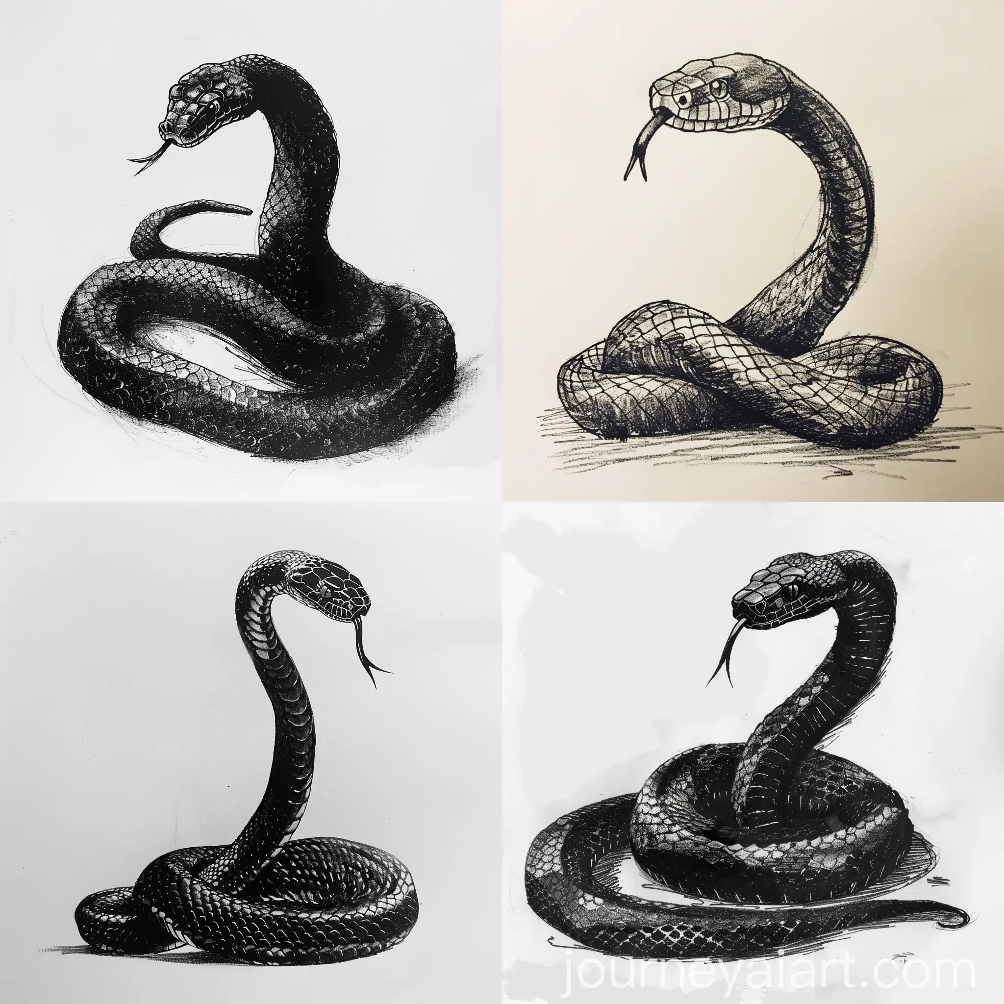 Black-Cobra-Snake-Standing-Upright-with-Arms-and-Short-Neck