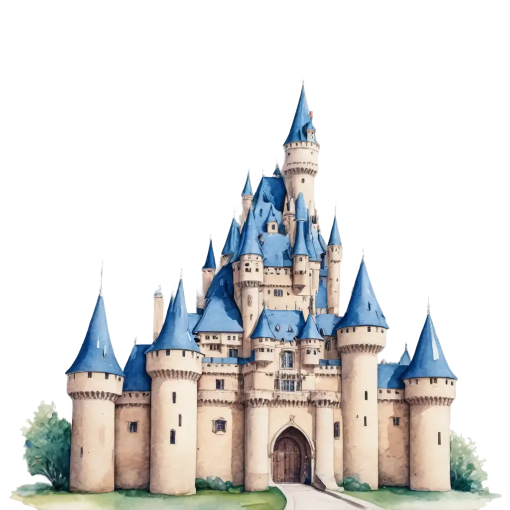 watercolour painted style castle