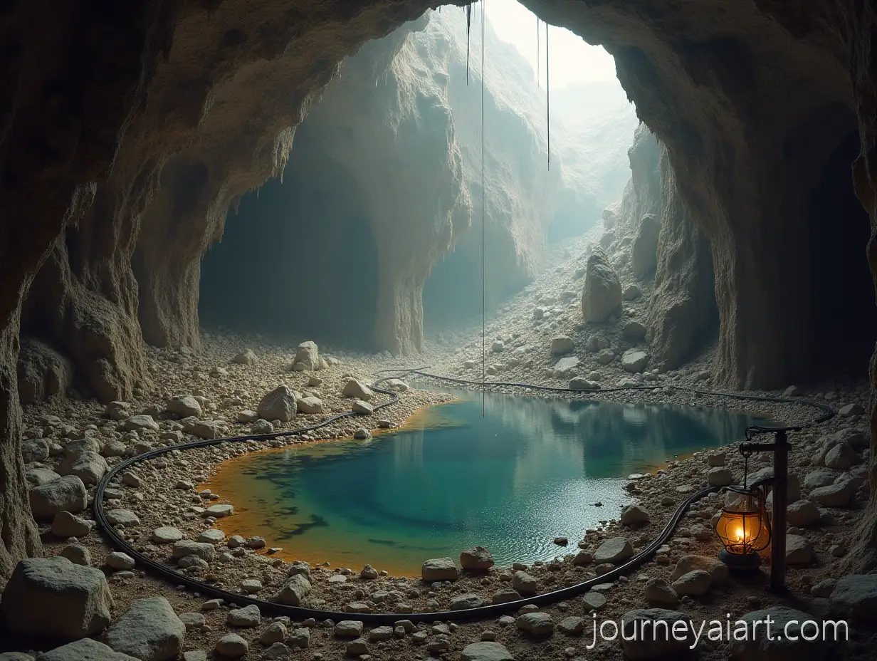 Cave-destruction-sceneCave-Collapse-with-Flying-Debris-and-Oil-Lanterns