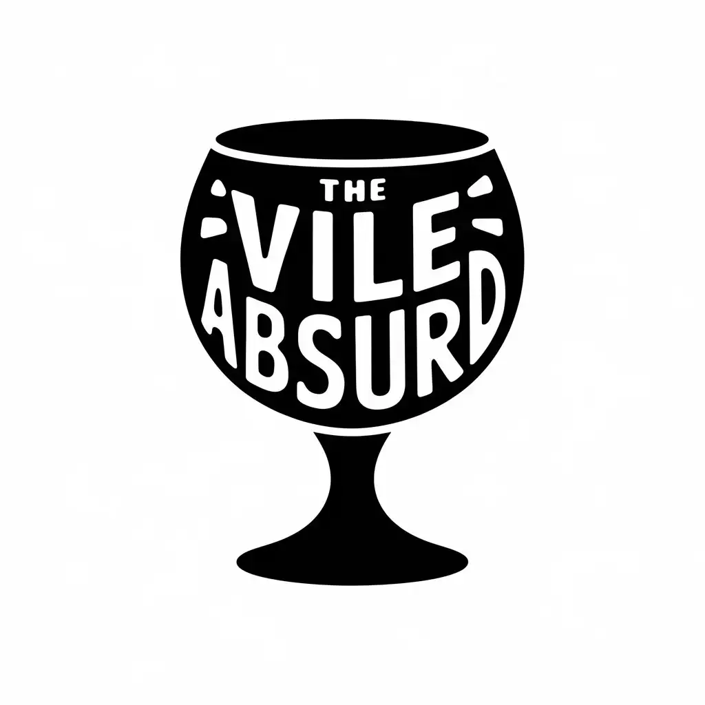 LOGO Design for THE VILE ABSURD in White Letters Inside a Challis with Black Background