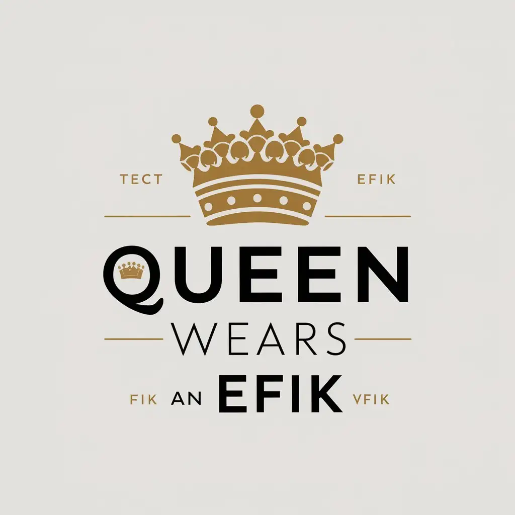 a vector logo design,with the text "queen wears an efik", main symbol:queen wears an OF crown,Moderate,be used in Retail industry,clear background