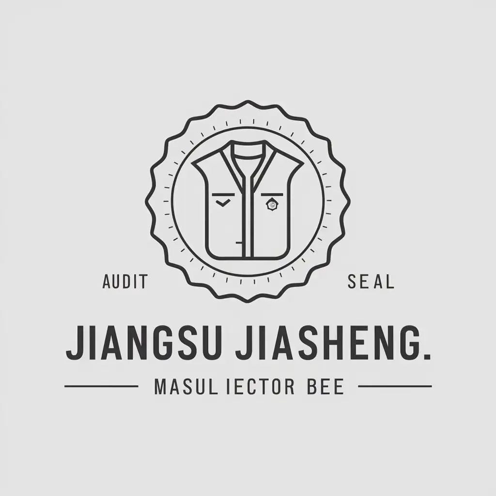 a vector logo design,with the text "Jiangsu Jiasheng", main symbol:audit seal audit work clothes,Moderate,be used in Legal industry,clear background