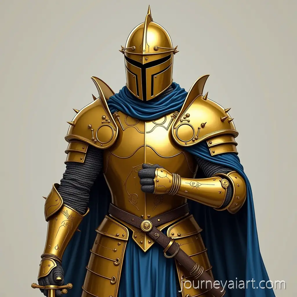 Golden-Armored-Soldier-with-Blue-Cape-and-Spiked-Helmet-Standing-Proudly