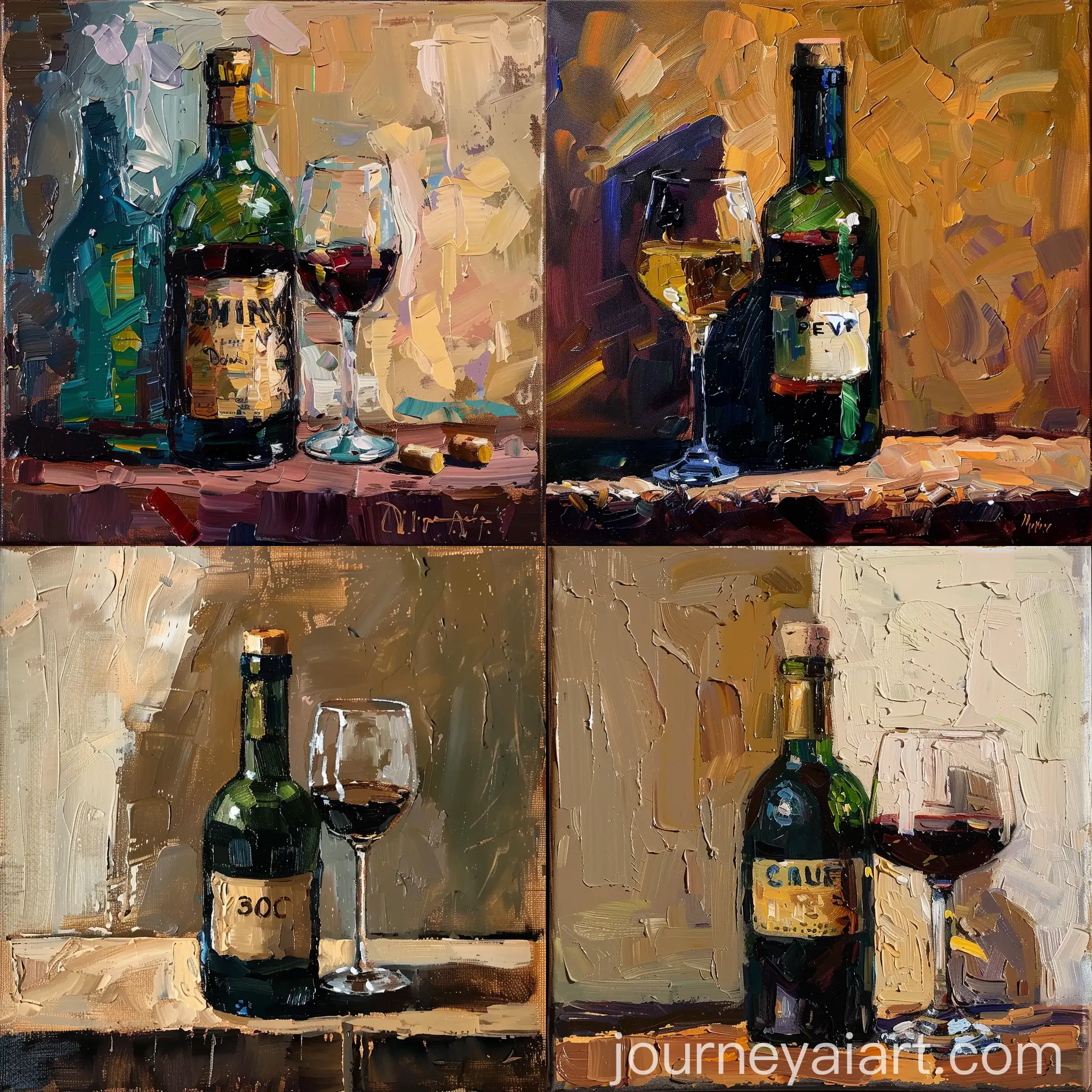 Still-Life-with-Wine-Bottle-and-Glass-in-Oil-Painting-Style