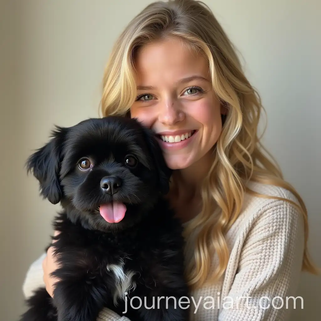 Blonde-Girl-with-Black-Shih-Tzu-Dog-in-a-Joyful-Outdoor-Setting