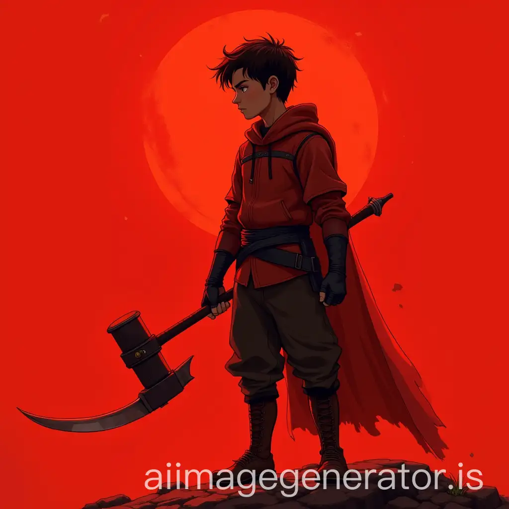 Courageous-Dragon-Slayer-Boy-with-Hammer-and-Scythe-in-Red-Tones