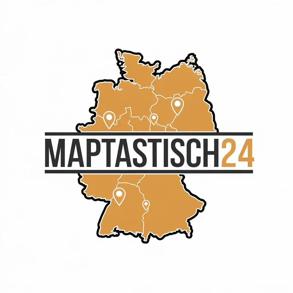 LOGO Design for MapTastisch24 Vector Outline of Germany with Map Pins Minimalistic Style