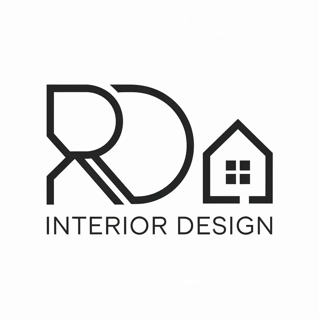 LOGO Design for RD Interior Design Minimalistic House and Letters RD Theme