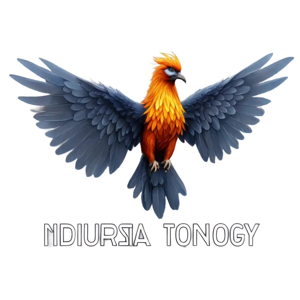 single phoenix bird with industrial technology text