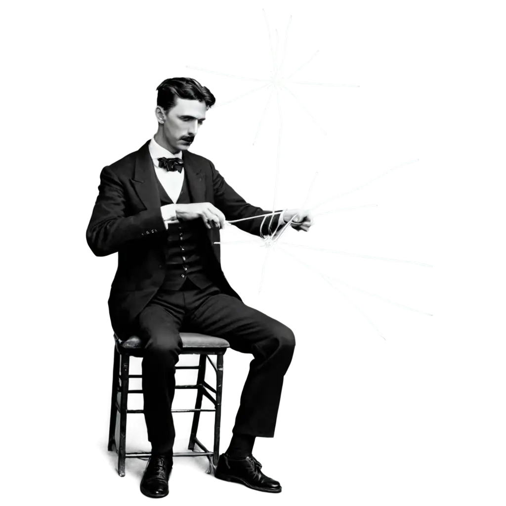 Nikola Tesla doing acupuncture with electricity