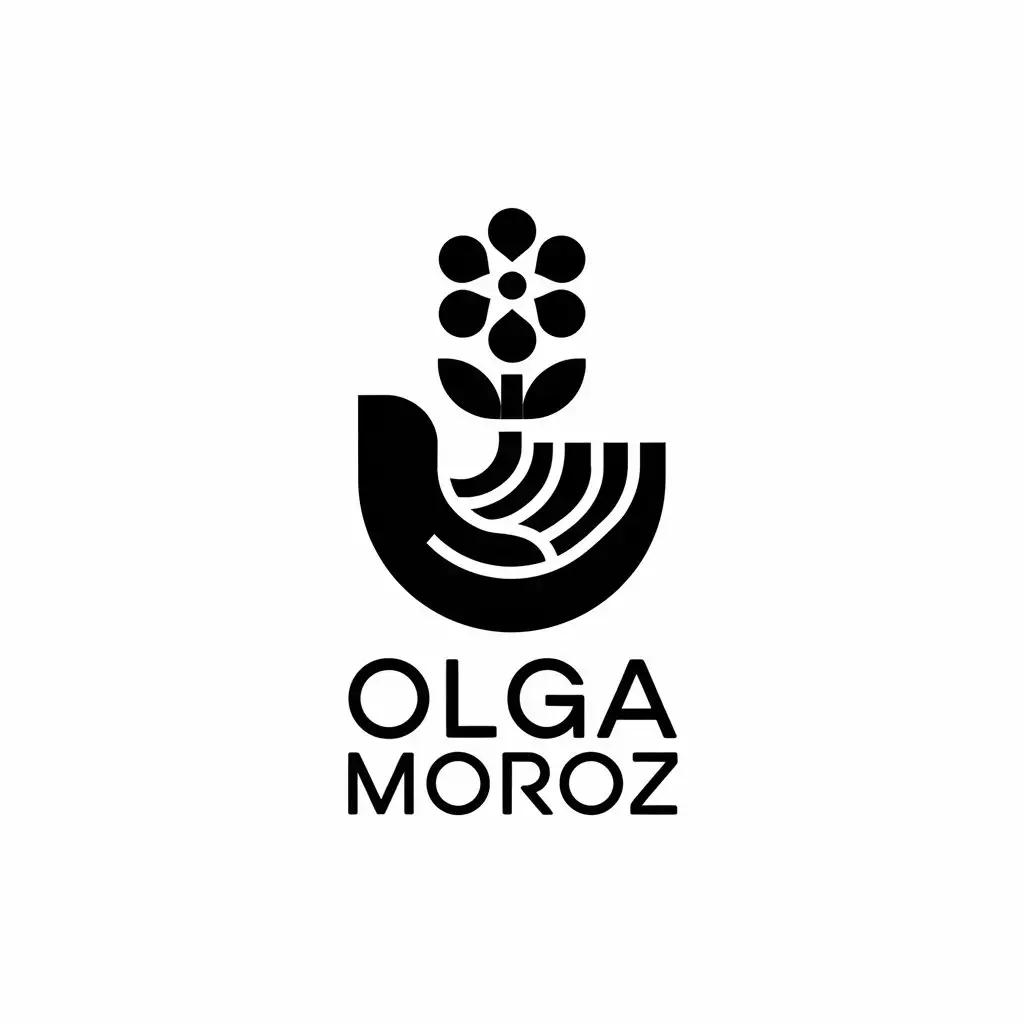 a vector logo design,with the text "Olga Moroz", main symbol:hand flower,Moderate,be used in Others industry,clear background