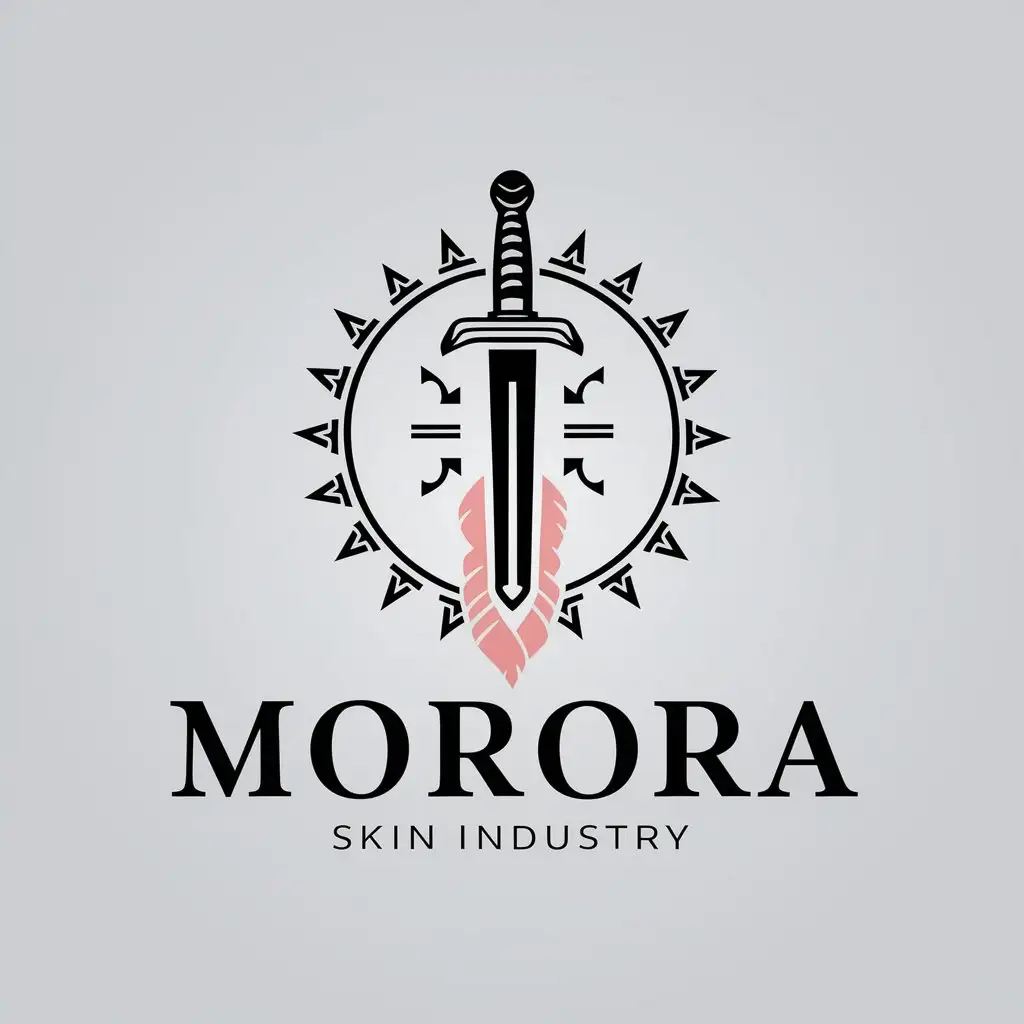 a vector logo design,with the text "Morora", main symbol:Sword,complex,be used in Skin industry,clear background