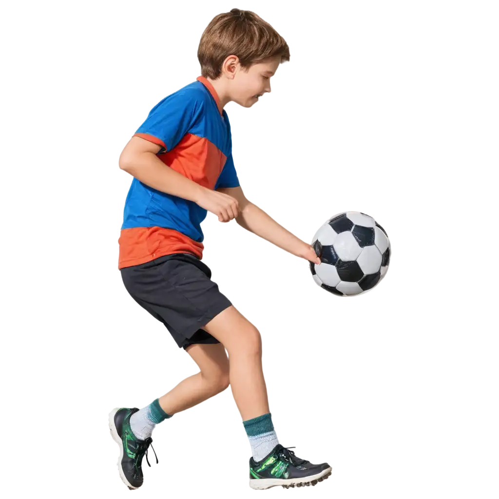 a boy kicking ball