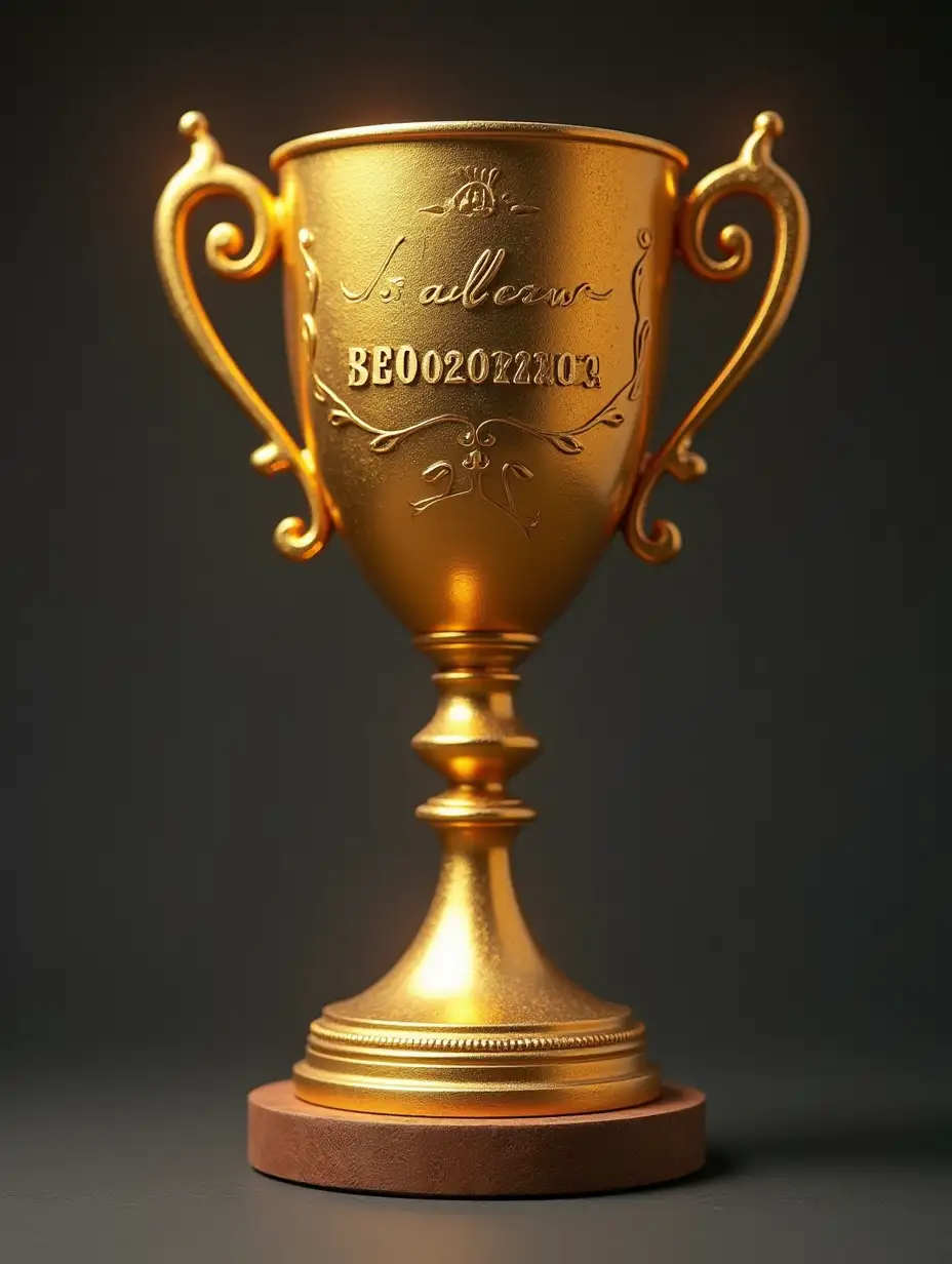 Golden cup for first place. On it is the inscription: Winner of the Breakthrough of the Year nomination