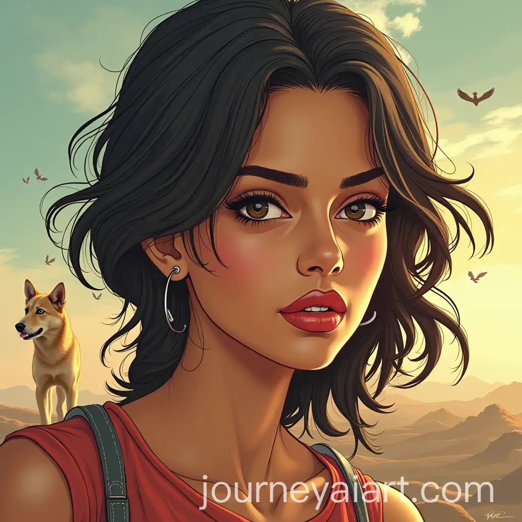 Kajal-AgarAI-Image-Expansion-Requestwal-as-a-HumanAnimal-Hybrid-in-Fearful-Flight-Miss-Van-Inspired-Artwork