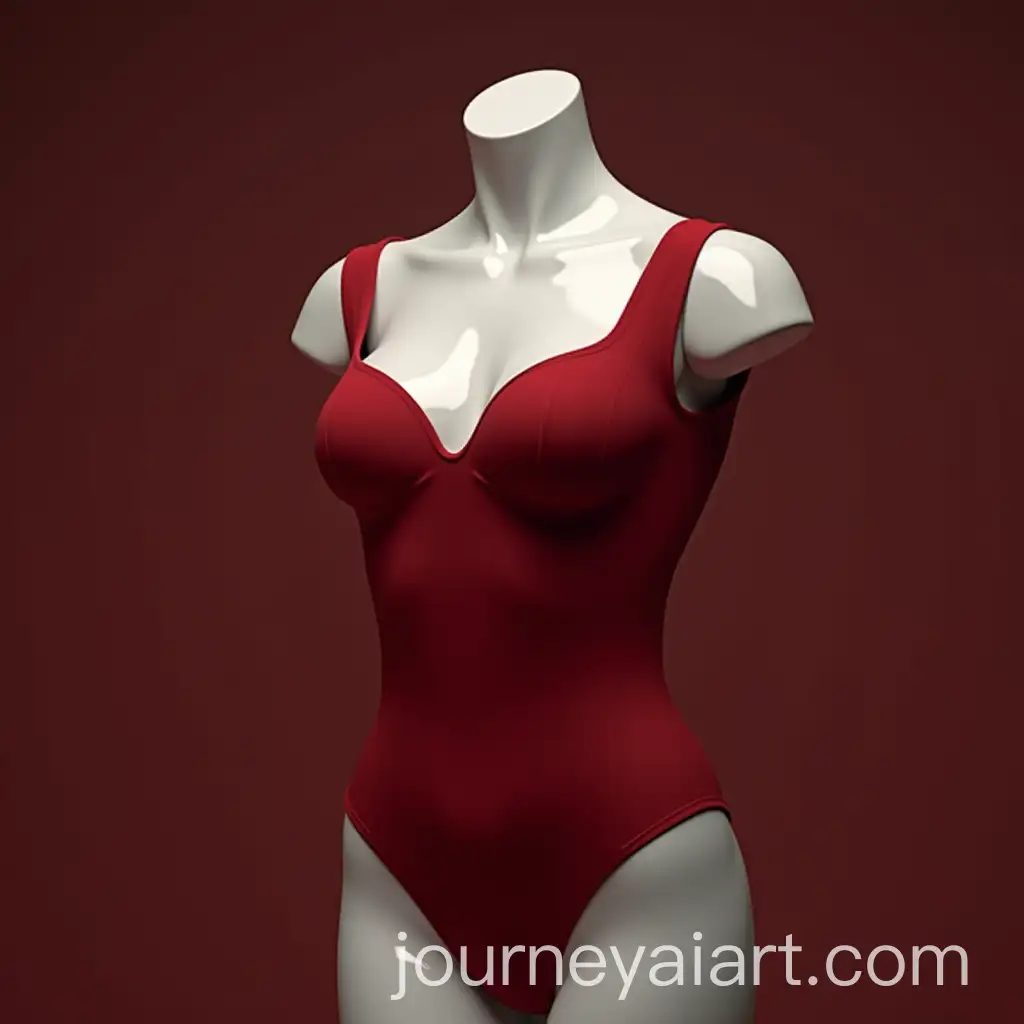 Elegant-Deep-Red-Shapewear-Bodysuit-Photography-on-Glossy-White-Mannequin