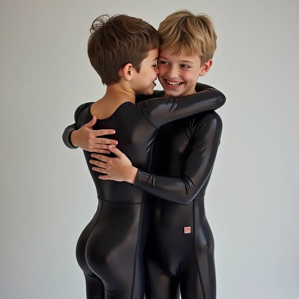 Shiny lycra spandex leotard boys hug