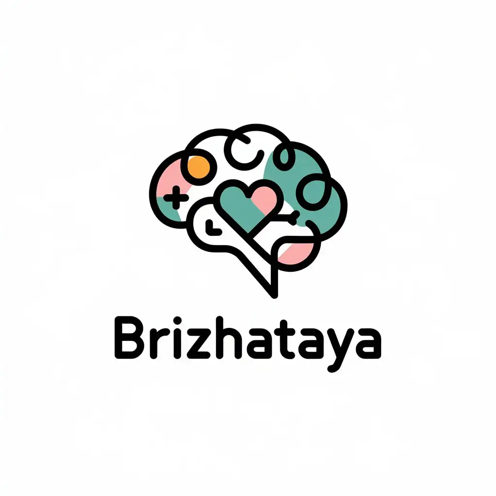 LOGO Design for Brizhataya Abstract Brain Symbol with Heart and Paths in Soft Colors