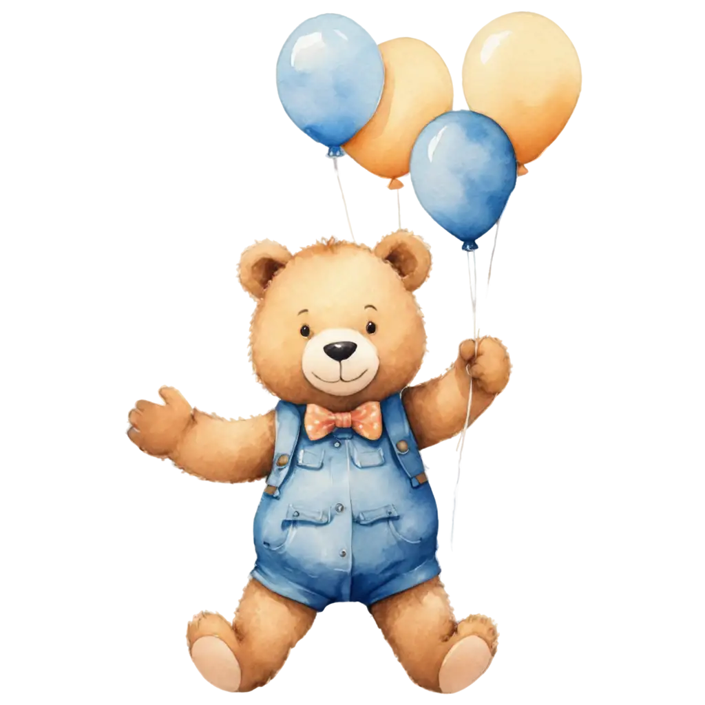 Watercolor-Boy-Teddy-Bear-with-Balloons-PNG-Illustration-for-Creative-Use