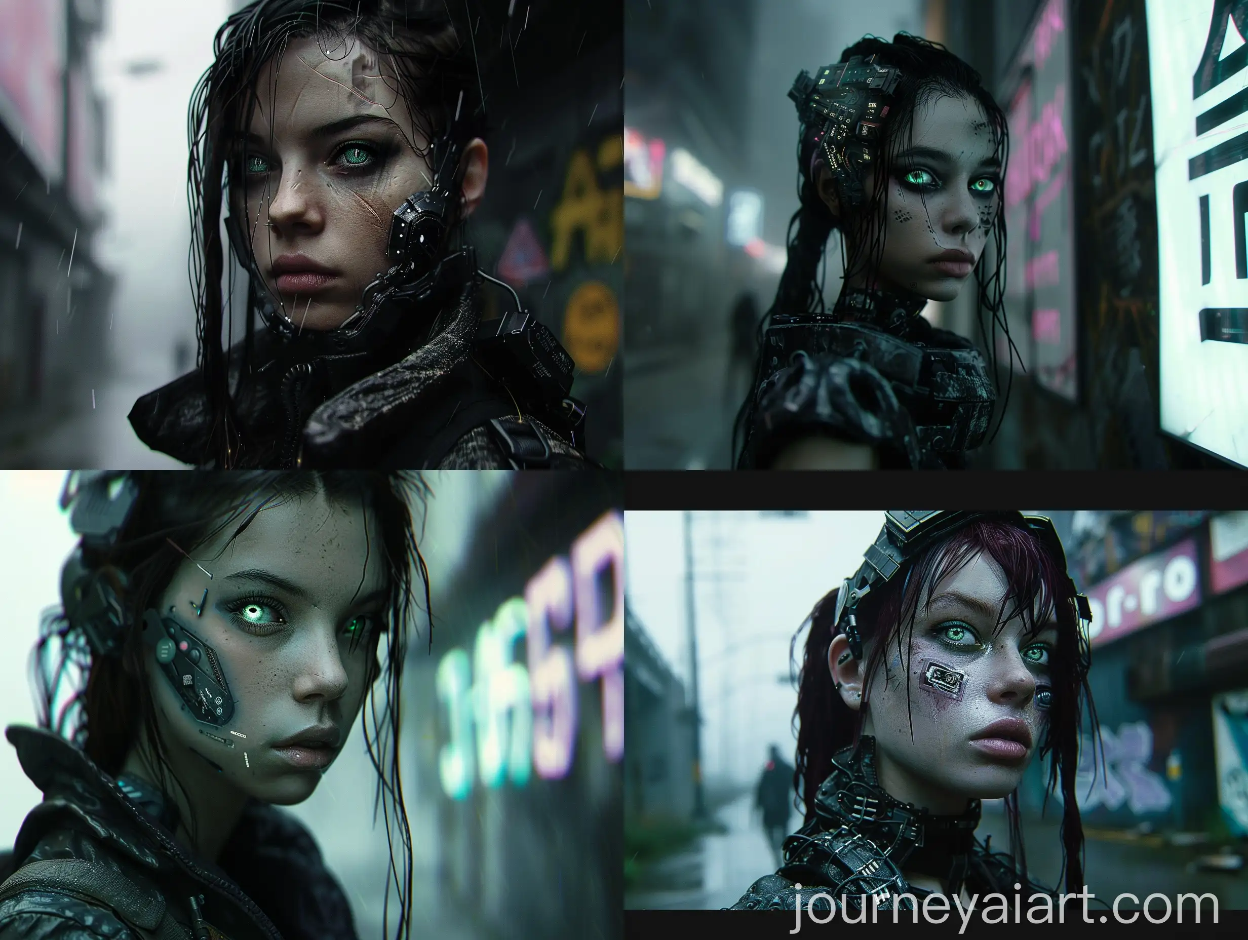 Cyberpunk-Woman-Standing-in-Dystopian-Cityscape