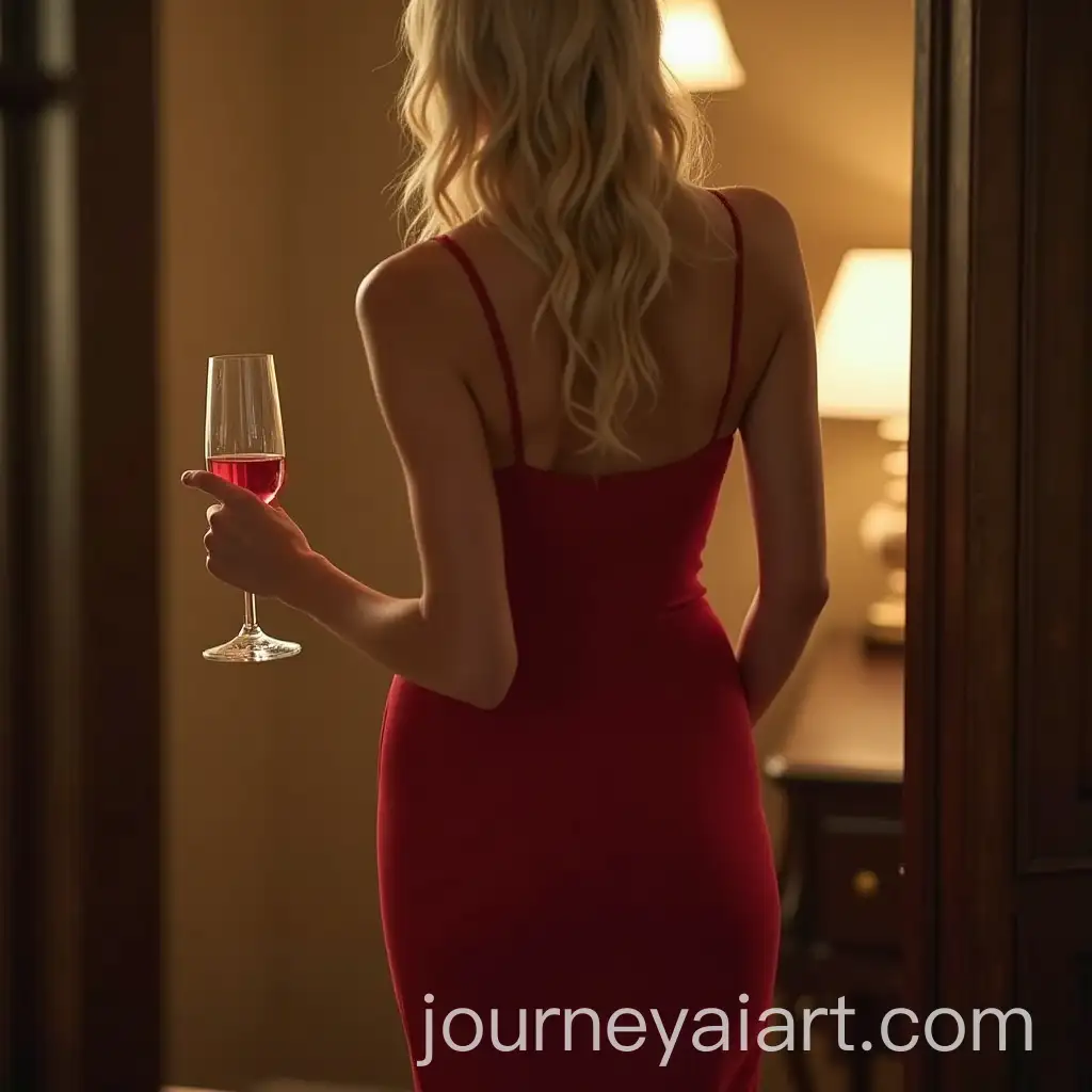 Elegant-Blonde-Woman-in-Tight-Evening-Dress-Holding-Wine-Glass