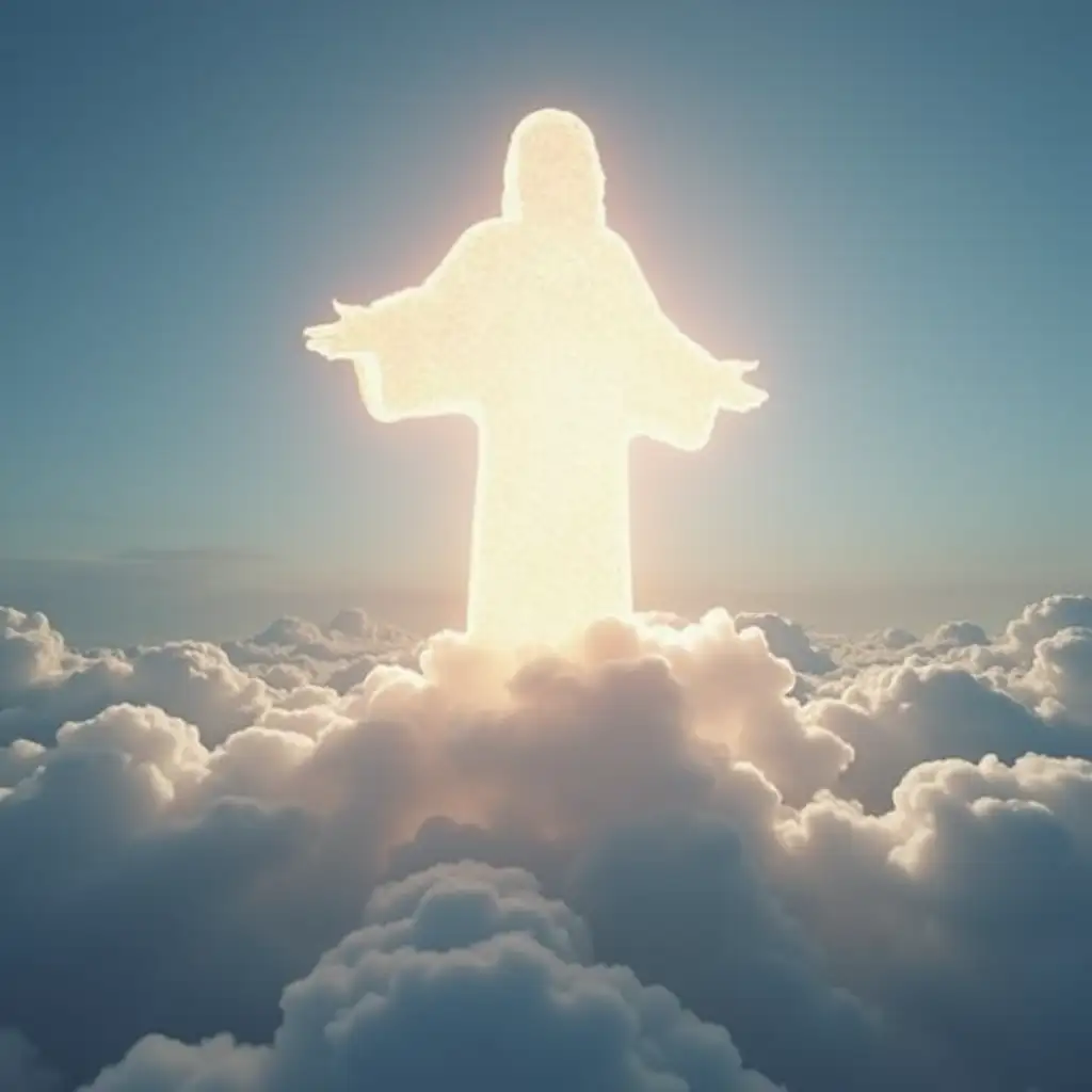 Jesus Shape in Cloud Formation with Radiant Light