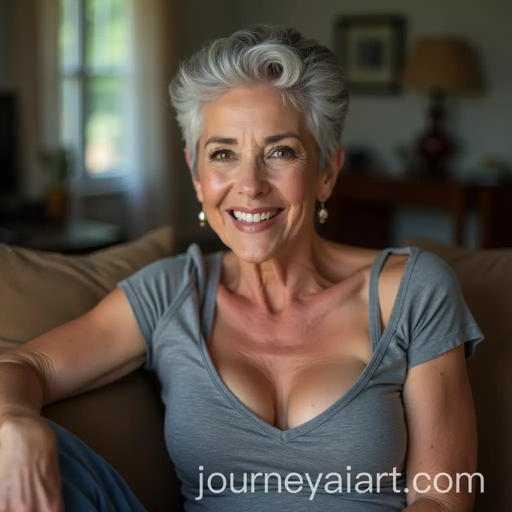 Elegant-65YearOld-Woman-with-Defined-Features-Smiling-on-Couch