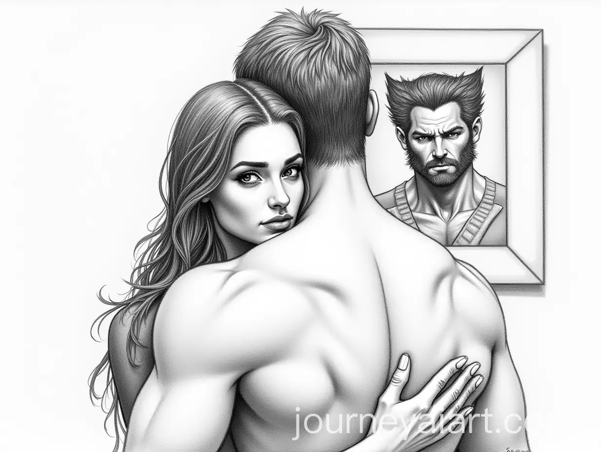 Embrace-with-Mysterious-Reflection-Lady-Hugging-Boyfriend-with-Wolverinelike-Mirror-Image