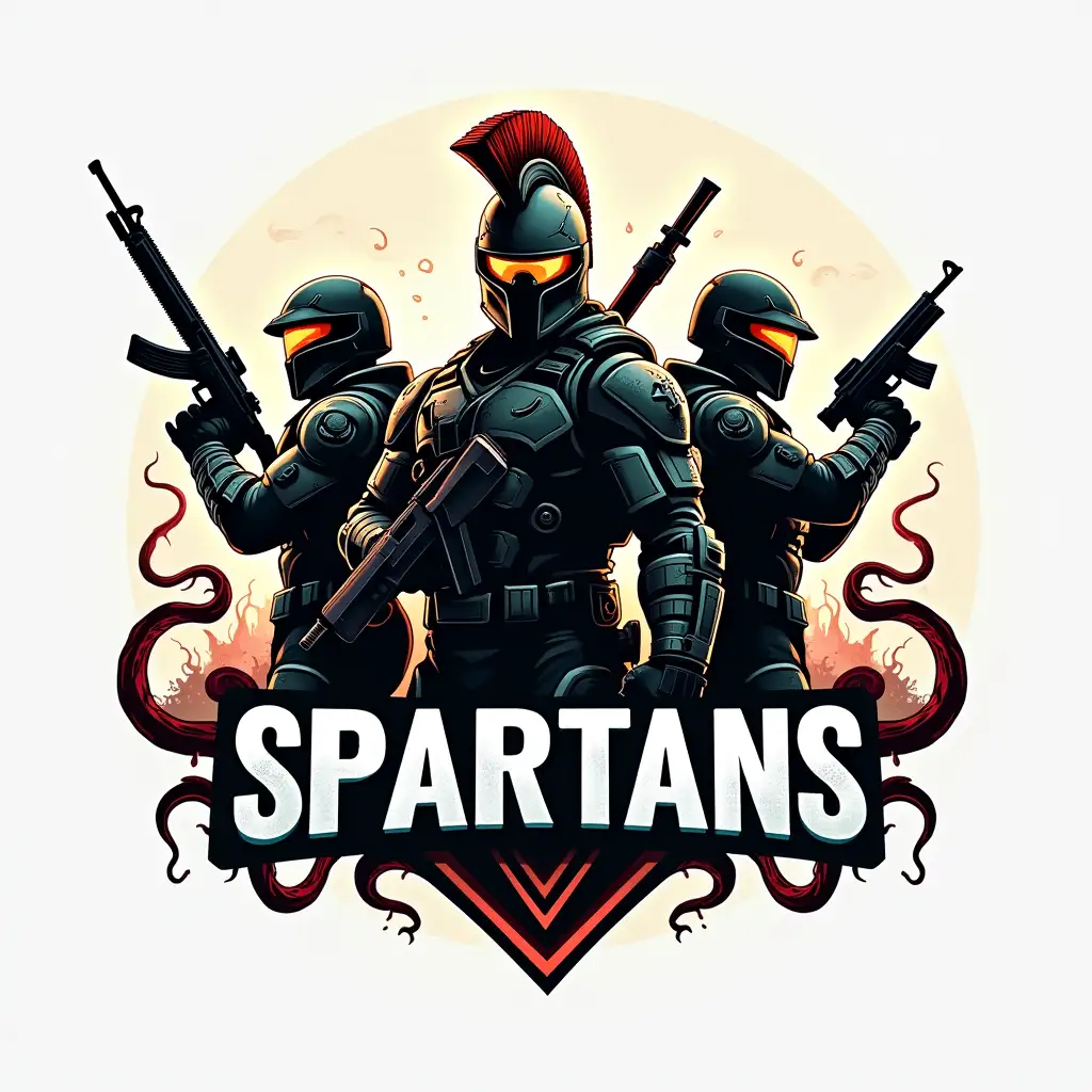 Spartan-Video-Game-Logo-with-Firearms-and-Tentacles