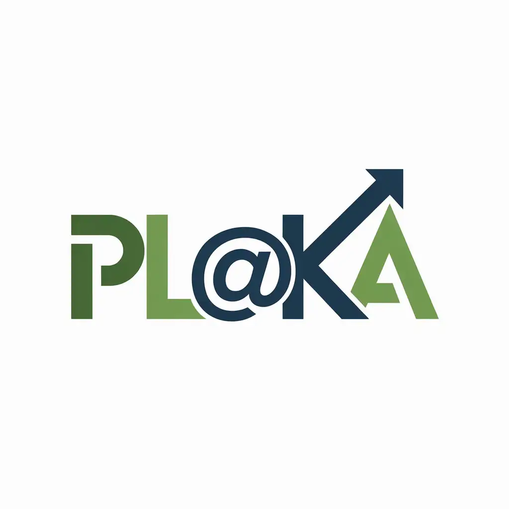 LOGO Design for PlaKA Minimalist Green Blue White with Upward Arrow in Letter K