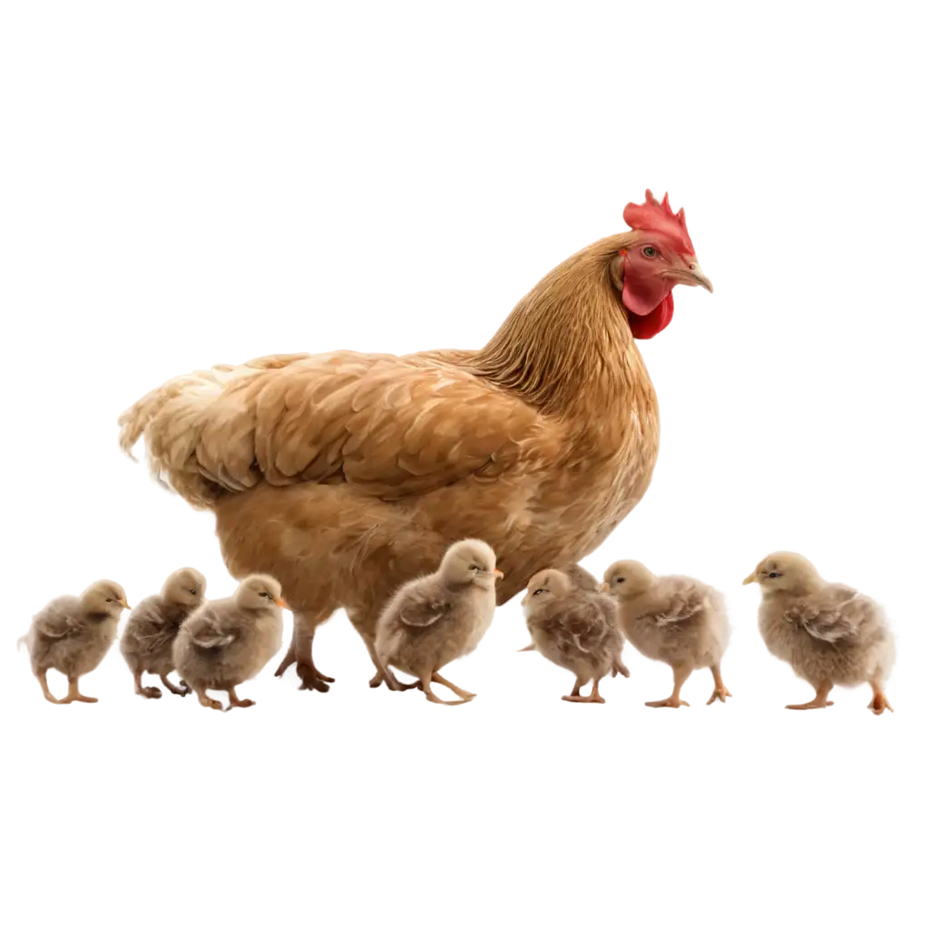 Mother-Hen-and-5-Chicks-PNG-Image-Heartwarming-Illustration-of-Maternal-Care