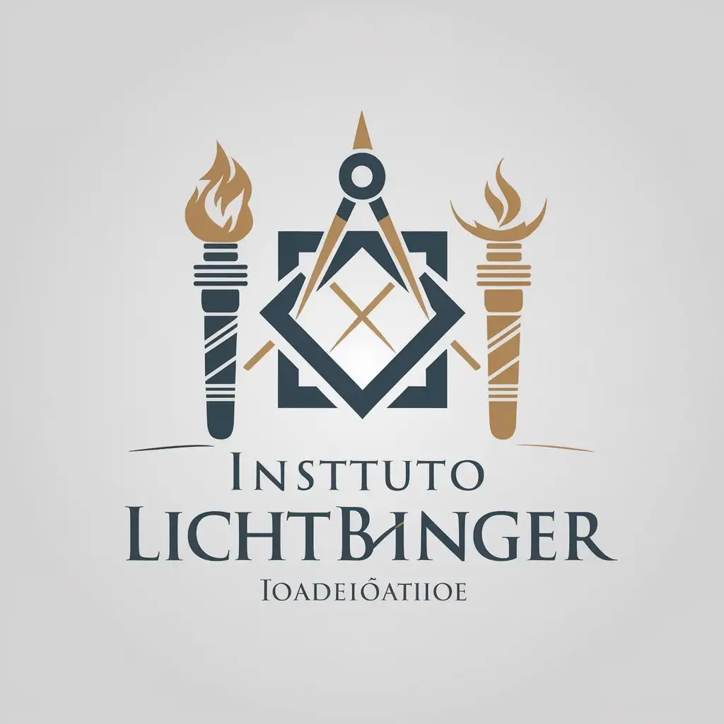 LOGO Design For Instituto Lichtbringer Torch Square Compass in Indigo Silver and Gold