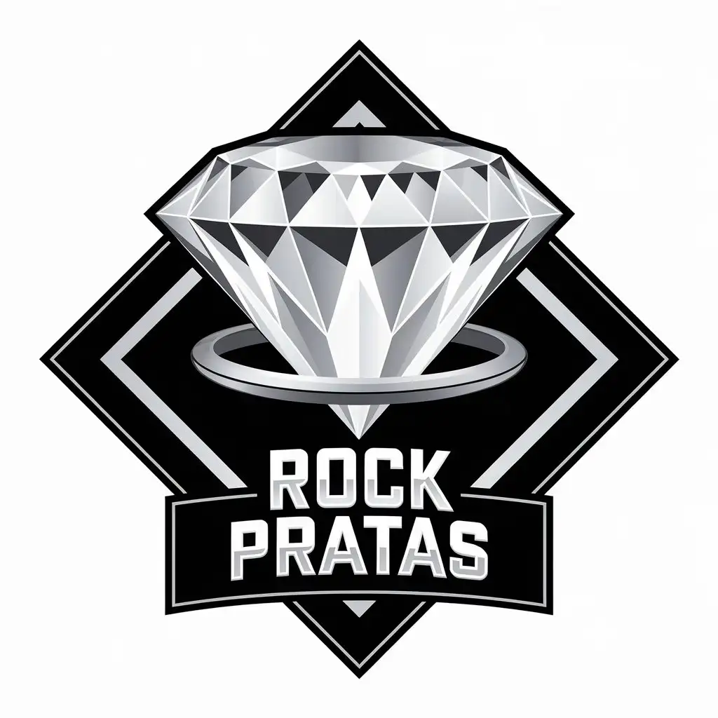 LOGO Design For Rock Pratas Diamond and Silver on Clear Background