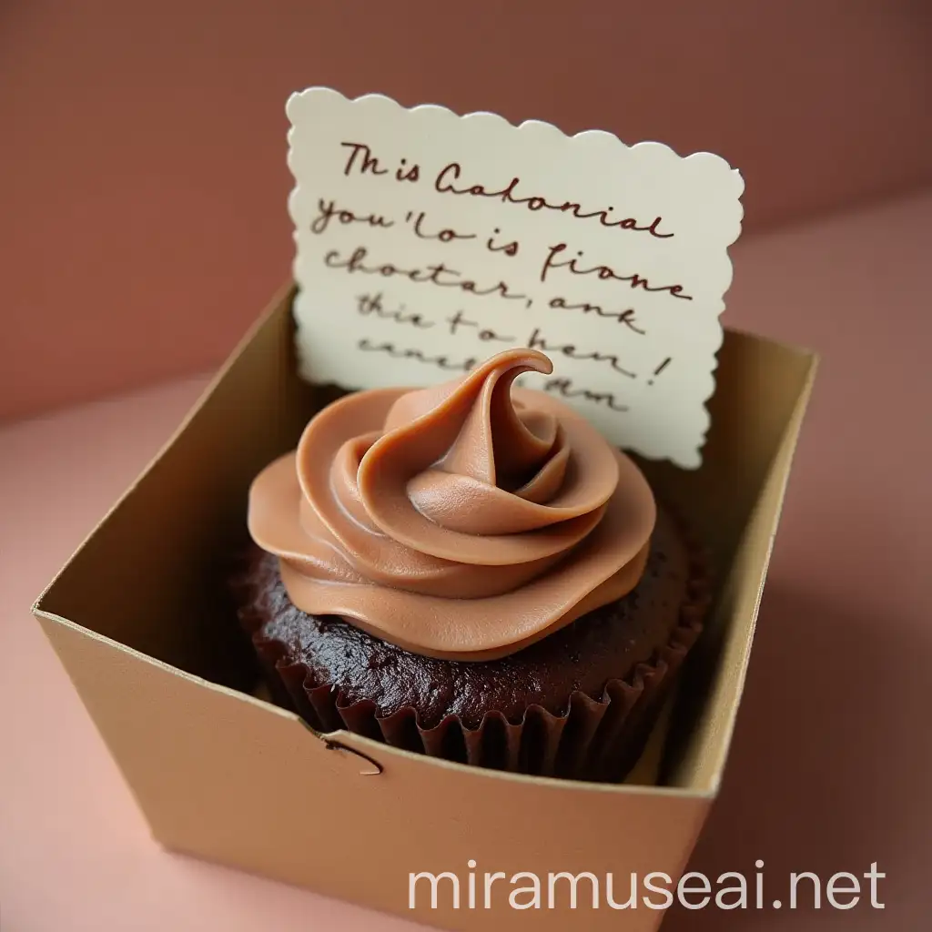 Chocolate Cupcake in a Box with Handwritten Note