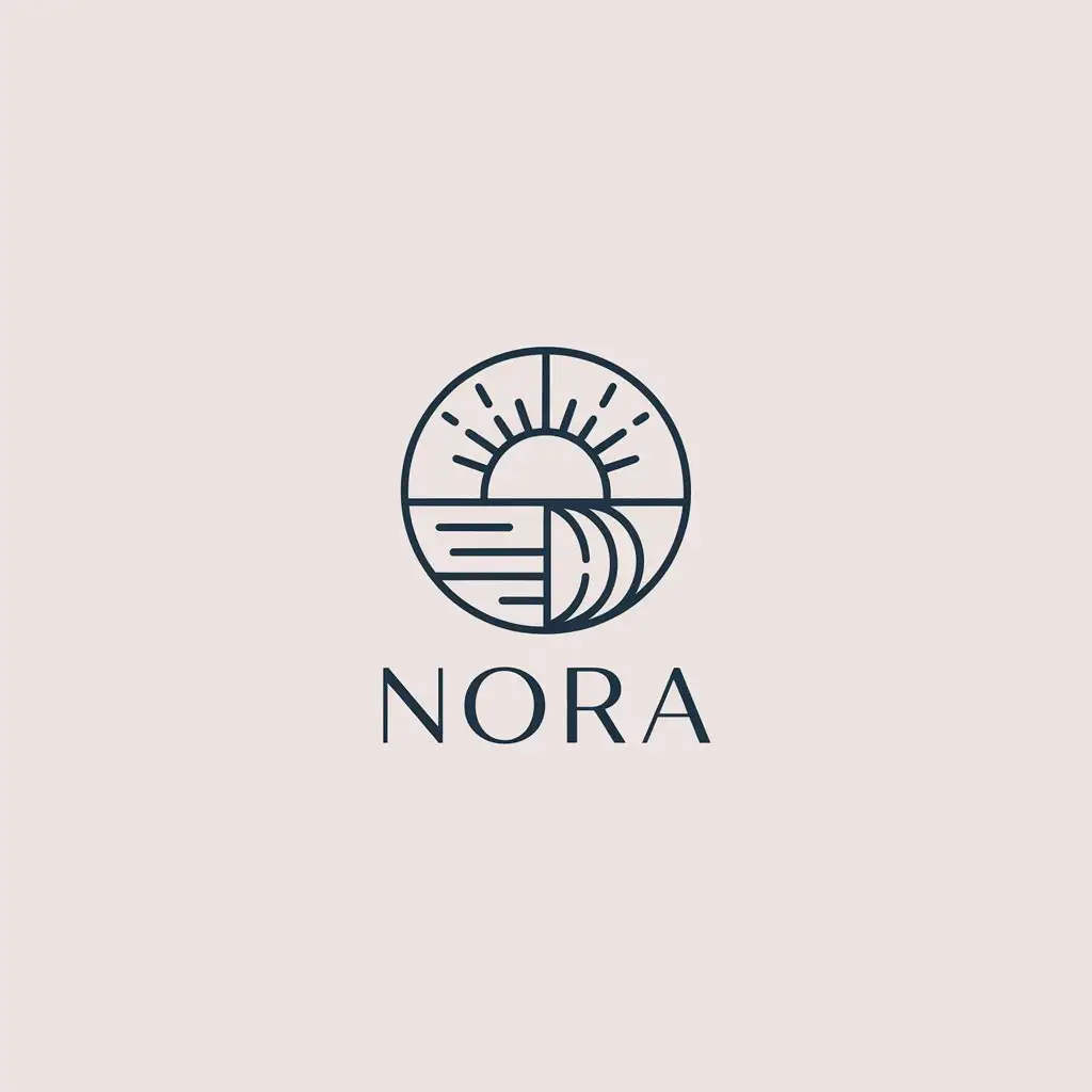 LOGO Design For Nora Minimalistic Sun Symbol in Vector Art