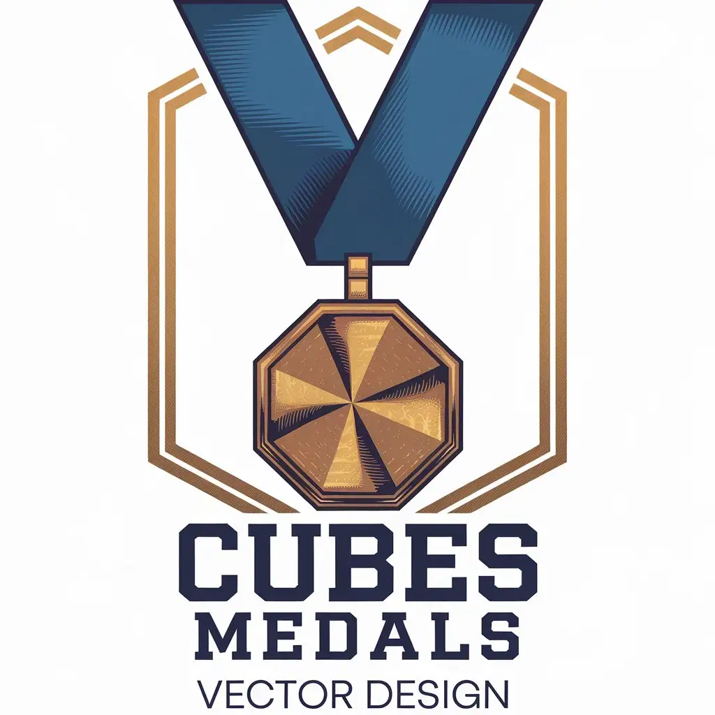 a vector logo design,with the text "cubes medals", main symbol:Kubok,Moderate,be used in Retail industry,clear background