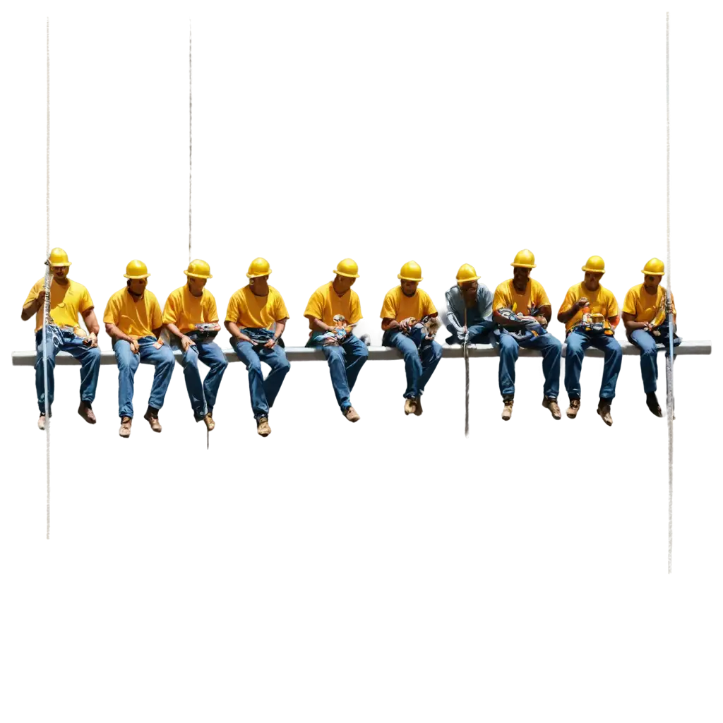 11-Construction-Workers-Having-Lunch-on-Metal-Bar-on-Skyscraper-PNG-Image-for-HighQuality-Clarity