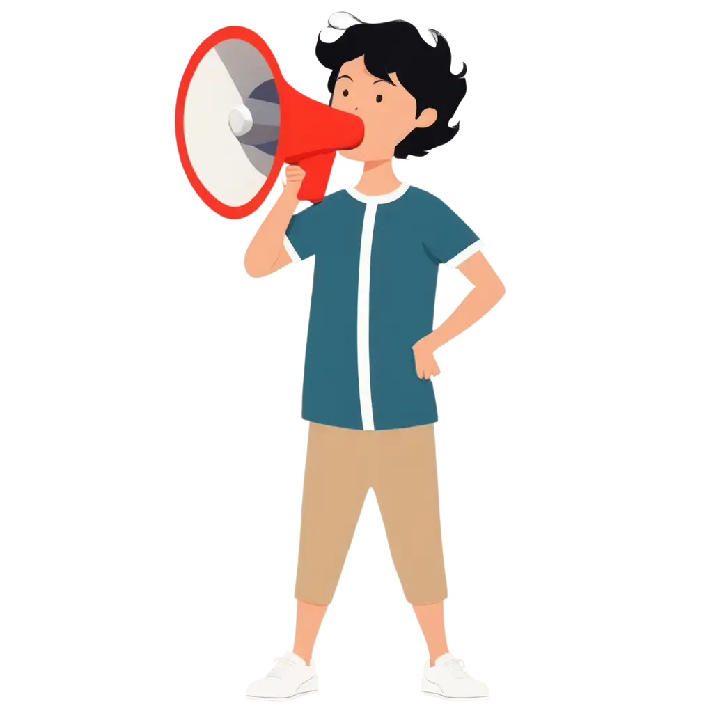 Minimalistic-CartoonStyle-Child-with-Megaphone-PNG-Image-for-Creative-Design-and-Branding