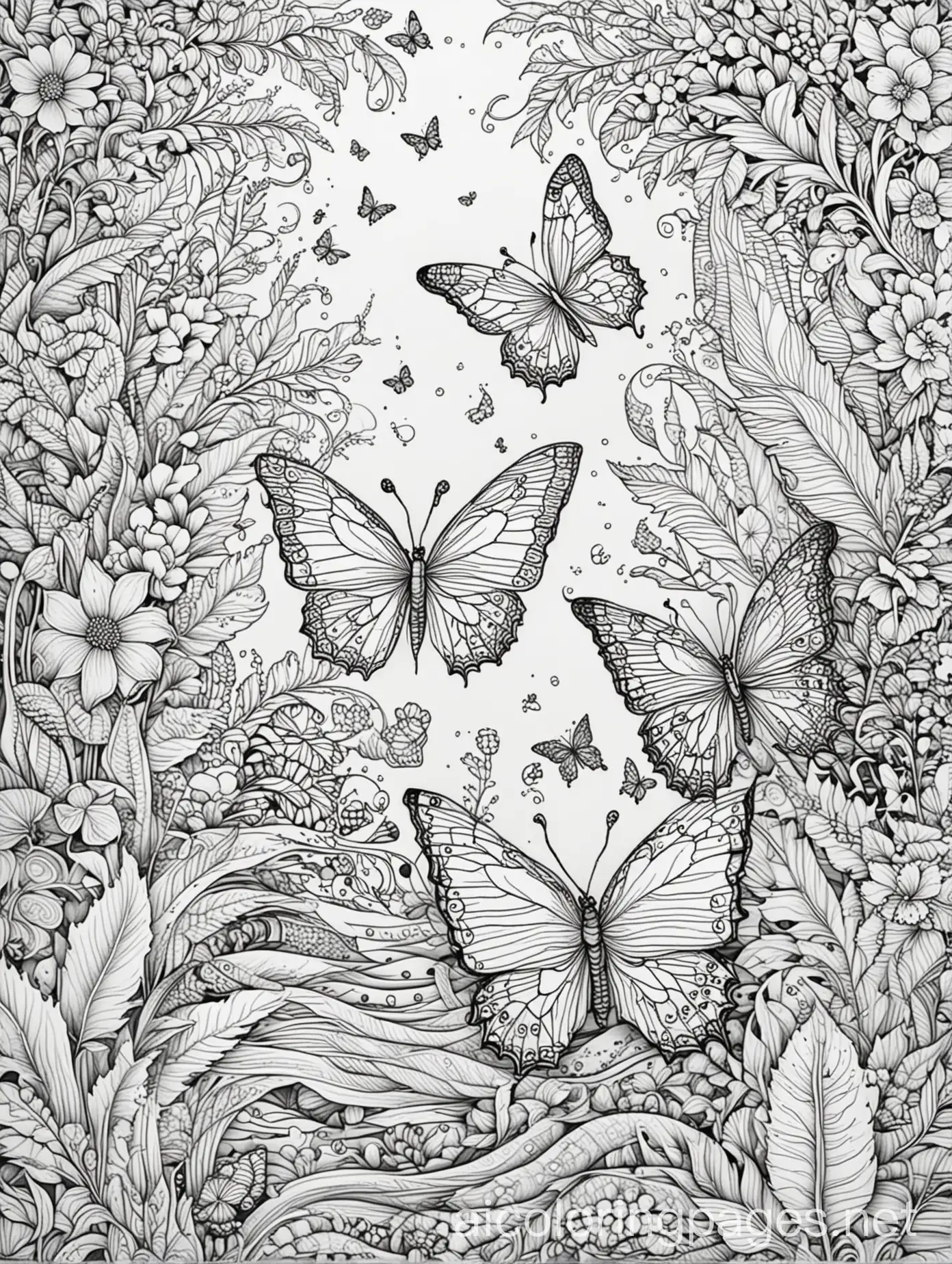 Intricate-Nature-Patterns-Coloring-Page-Flowers-Leaves-Butterflies-Waves