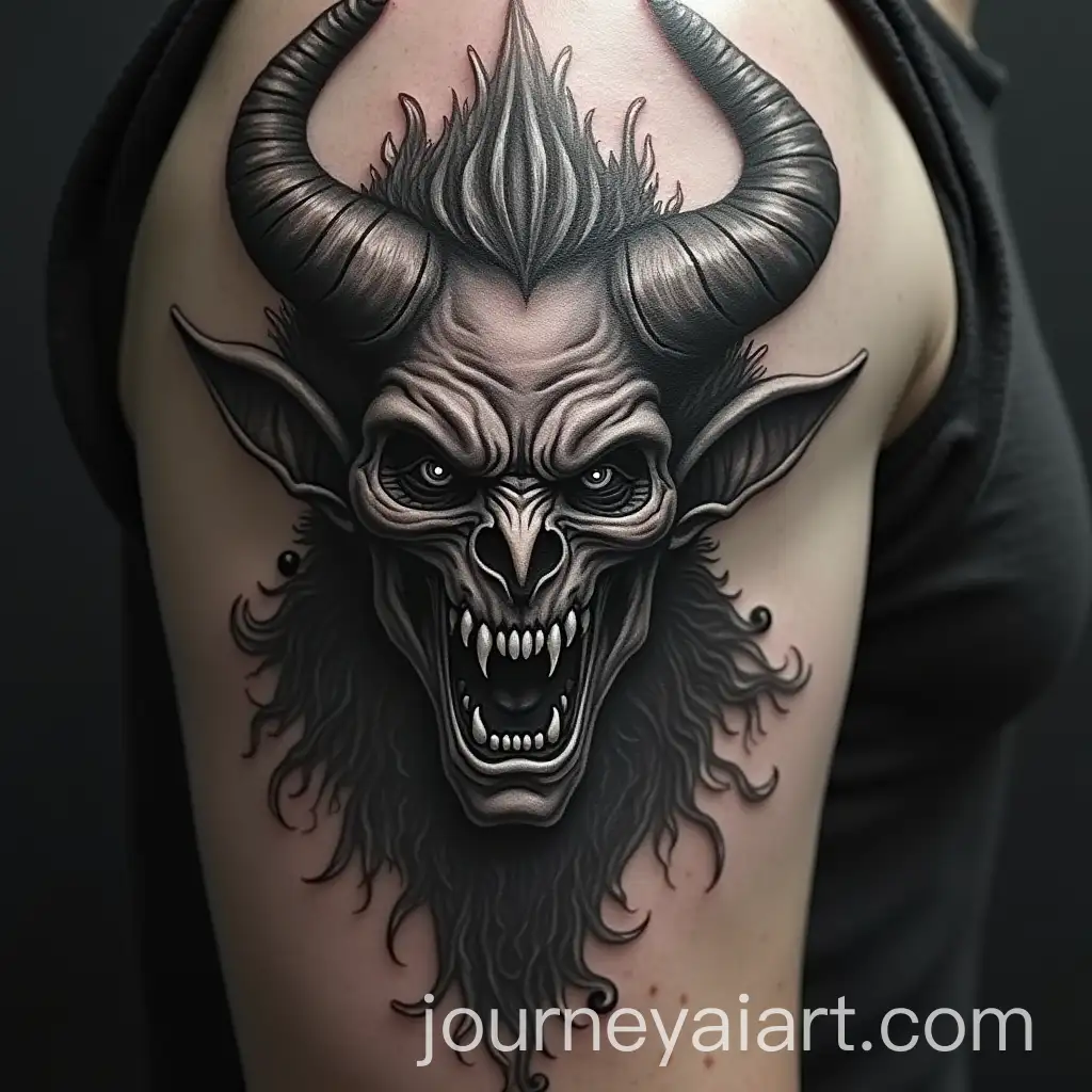 Intricate-Black-and-White-Demon-Tattoo-Design