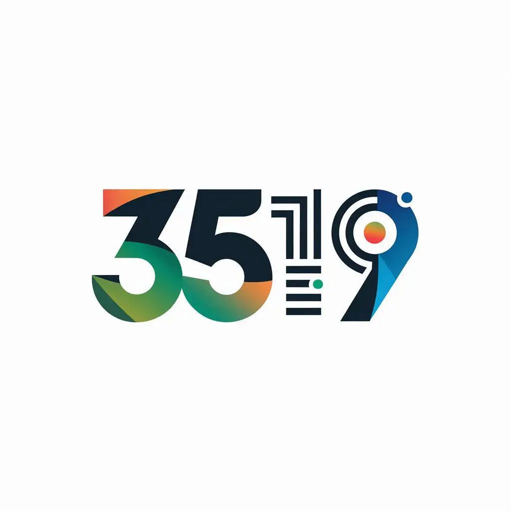 LOGO Design for 3519 Technology Industry with Green Orange and Blue Gradient Elements