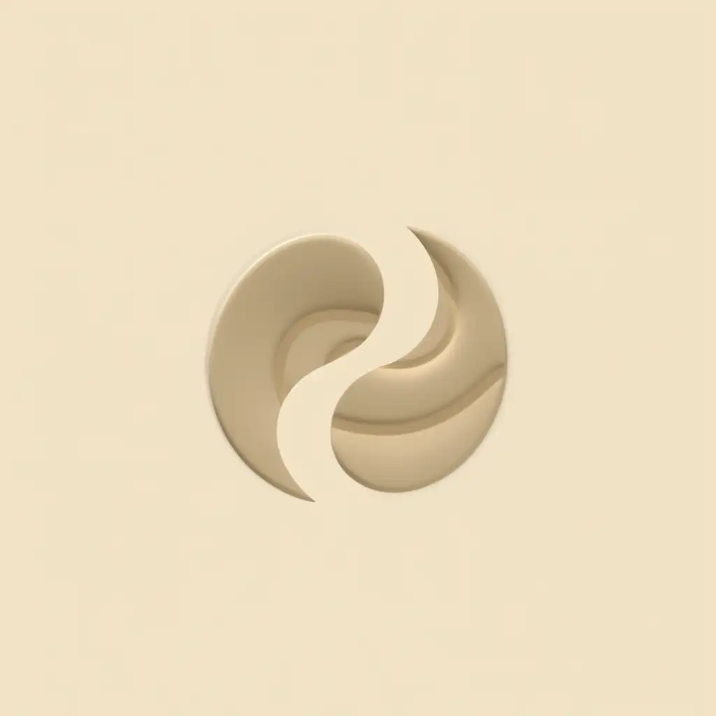 Design a 3D abstract logo mark for the brand ‘Conatural,’ featuring a flowing, wave-inspired shape that conveys purity, harmony, and natural fluidity. Use smooth, elegant lines in a soft, contrasting color that stands out against a beige background (#e4cbbd) and complements the brand name 'Conatural' in charcoal gray (#4A4A4A). Position the brand name below the logo in a modern, sans-serif font for a polished and contemporary appearance. The logo should be minimalistic yet impactful, with a strong composition suitable for versatile use across stationery, packaging, and digital media. Ensure the design is clean and precise, enabling easy 3D rendering in Illustrator and maintaining recognizability at various sizes and applications.