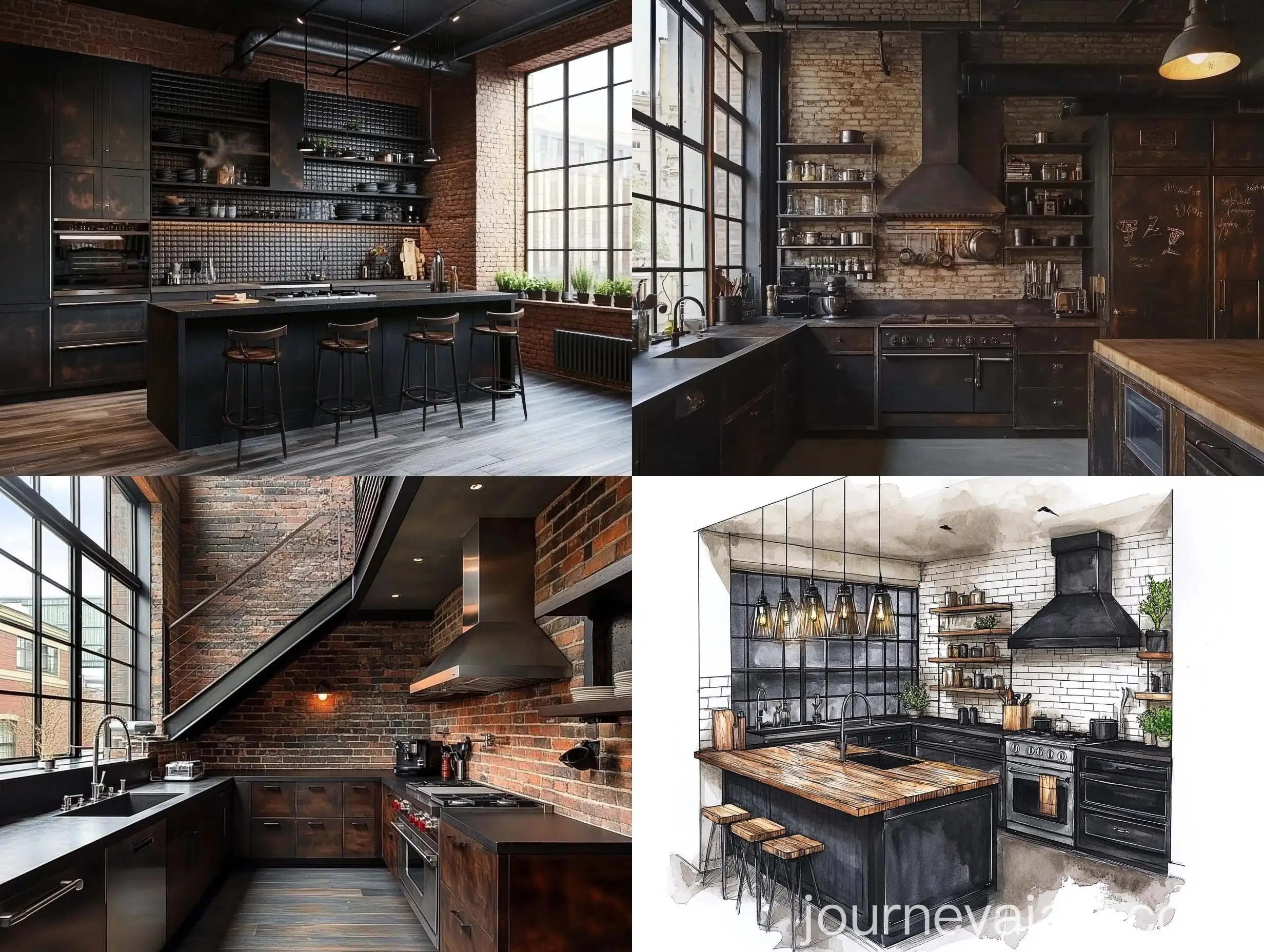 DarkToned-Loft-Style-Kitchen-Design