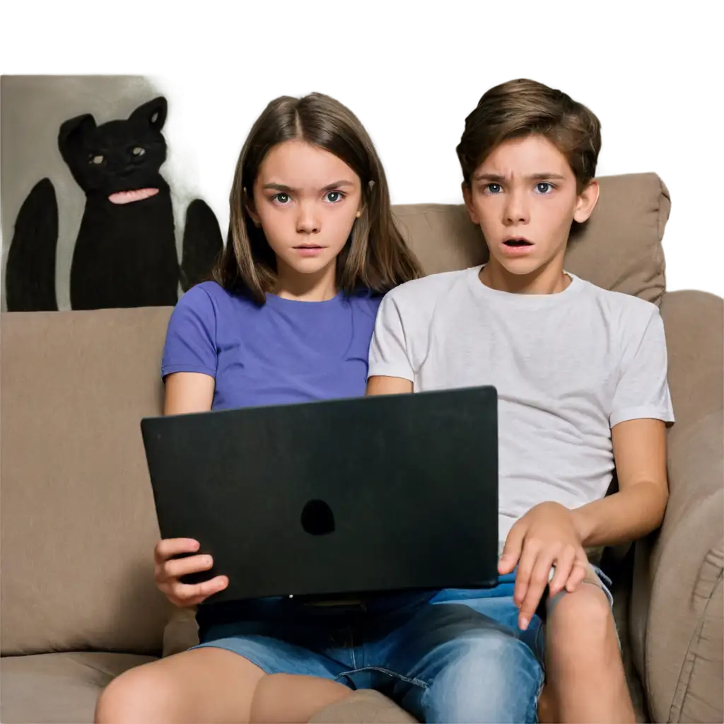 15-Year-Old-Boy-Watching-Horror-Movie-Cartoon-PNG-Image