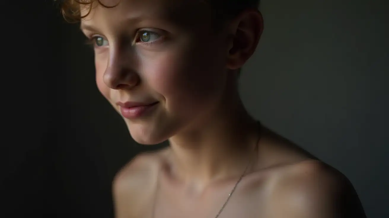 Studio close up portrait shirtless boy low key