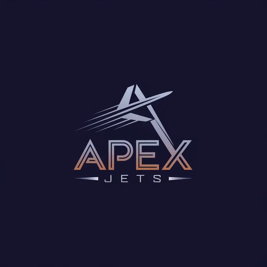 LOGO Design for Apex Jets Midnight Blue Gold Silver with Stylized Jet and Arrow Elements